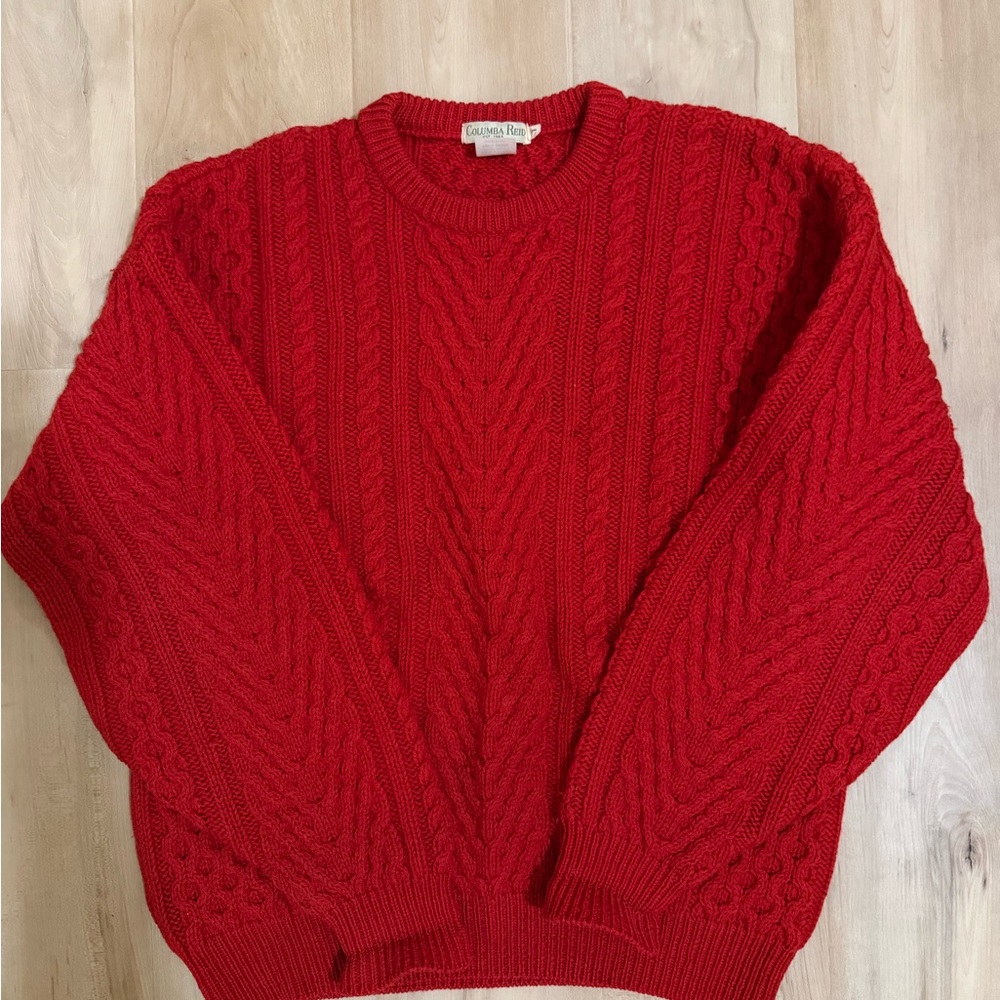 Columbia Red Cable Knit Sweater - Women's Crewneck